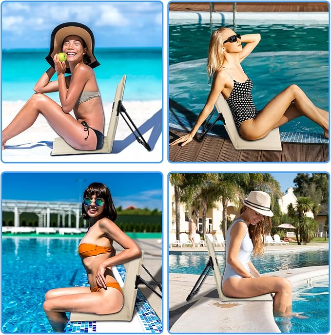 Foldable Seat for Poolside Chairs, Portable Outdoor Poolside Chairs for Edge of Pool, Beach Chair - Photo 6