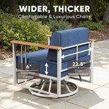Patio Furniture Set of 7,with 6-inch Thick Cushion Outdoor Furniture Set,Patio Chair Set with Sofa,Wood Grain - Photo 4