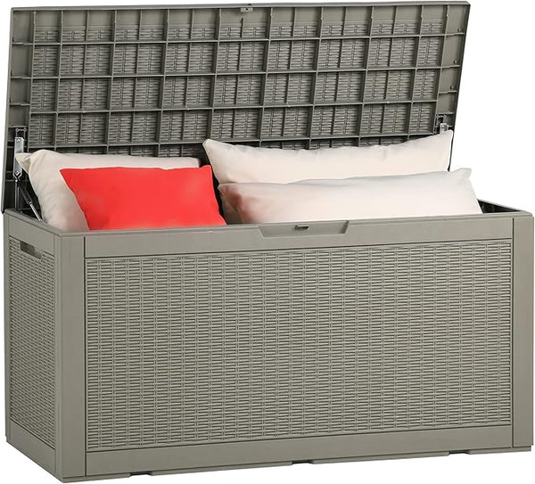 YITAHOME 100 Gallon Large Resin Deck Box Outdoor Storage Boxes for Patio Furniture, Outdoor Cushions - Photo 1