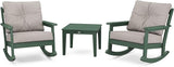 Polywood Vineyard 3-Piece Deep Seating Rocker Set (Green/Weathered Tweed) - Photo 1