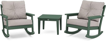 Polywood Vineyard 3-Piece Deep Seating Rocker Set (Green/Weathered Tweed)