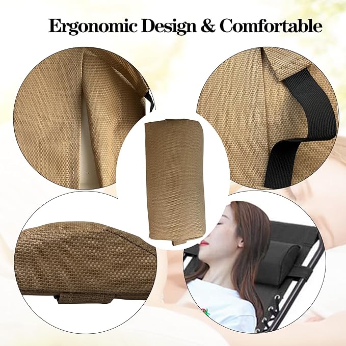 Zero Gravity Chair Set of 2 Replacement Pillow Headrest with Elastic Band - Photo 3