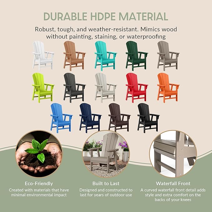 WestinTrends Malibu Outdoor Patio HDPE Plastic Adirondack Dining Chair Weathered Wood - Photo 9