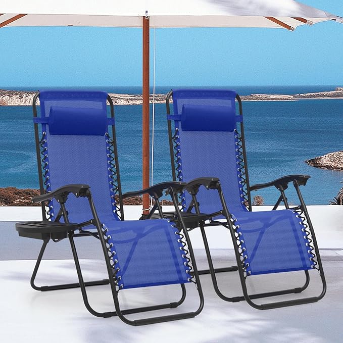 MoNiBloom Zero Gravity Chair Outdoor Folding Patio Lounge Chair for Outside Reclining Lawn Chair Recliner Beach Chair - Photo 4