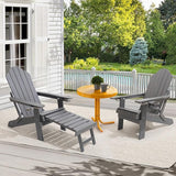 Ergonomic Adjustable Adirondack Chair with Ottoman Set of 2，Folding Adirondack Chair with 2 Cup Holder for - Photo 6