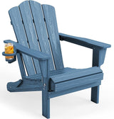 KINGYES Folding Adirondack Chair, HDPE All-Weather Patio Chairs with Cup Holder - Photo 1