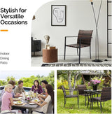 VINGLI Stackable Wicker Chairs Outdoor Dining Set of 4, All-Weather Patio Chairs for Garden, Porch, Deck - Photo 7