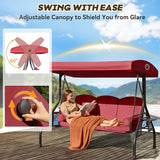 3 in 1 Outdoor Porch Swing with Adjustable Canopy, 3 Seat Outdoor Swing for Adults - Photo 3