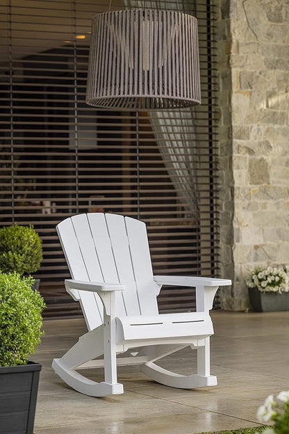 Keter Adirondack Rocker Resin Outdoor Furniture Patio Chair -Perfect for Porch, Pool, and Fire Pit Seating, White