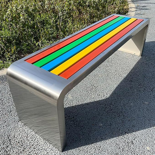 Bench, Chair, Backless Bench, Park Bench, Metal Garden Bench, Front Porch Bench, 2-Person Garden Bench, High Load-Bearing Outdoor Benches(Multi-Color,39.4x15.7x17.7in)