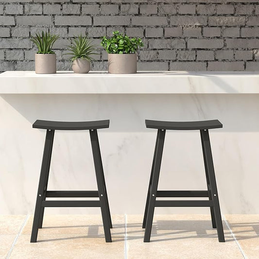 WestinTrends Malibu 2 Piece Set of 24 Height Outdoor/Patio Saddle bar stools, Gray