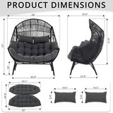 IRONCK Double Egg Chair Outdoor, 2 Person Wicker Lounge Chair, Oversized Thickened Padded Cushions and Headrests - Photo 2
