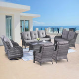 Belord 7 Piece Wicker Patio Furniture Set, Outdoor Swivel Rocker Chairs Set of 2 with Ottomans, 3 Seat Sofa and Loveseat - Photo 2