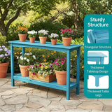 Outdoor Console Table, All-Weather 2-Tier Patio Console Table, Outside Plant Stand Table, Low Maintenance - Photo 5