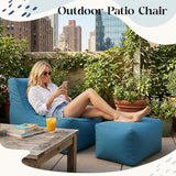 Outdoor Bean Bag Chair with Ottoman, Large Patio Lounge Chair for Adults, Thick Filled Lounger for Pool, Deck - Photo 2