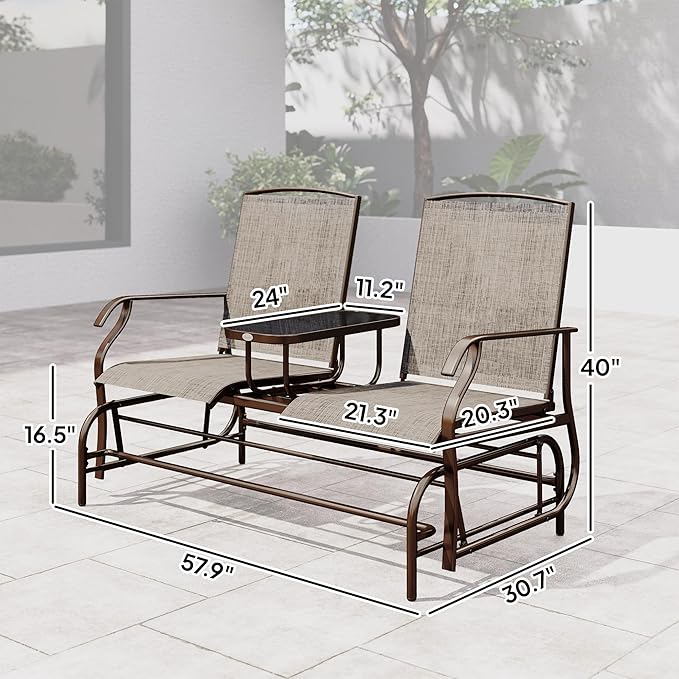Outsunny Outdoor Glider Bench with Center Table - Photo 7