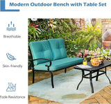 RELAX4LIFE Patio Loveseat with Coffee Table - 2-Piece Patio Conversation Sofa Set w/Backrest & Cushions - Photo 4