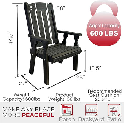Amish Casual Heavy Duty 600 Lb High Back Mission Treated Patio Chair (Semi-Solid Black Stain)