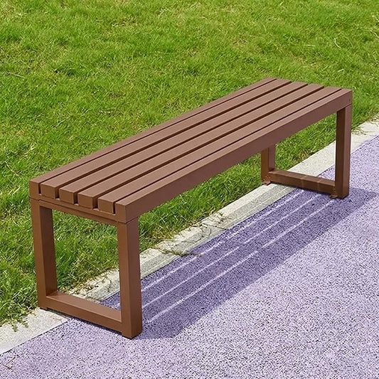 Outdoor Metal Backless Bench, Garden Bench 880lbs Capacity, 3.3ft 3.9ft 4.9ft 5.9ft All-Weather Steel Patio Benches for Outside Front Porch Yard Deck Pathway Seating(Coffee,5.9ft)