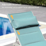 Domi Patio Chaise Lounge Set of 2 with Side Table, Adjustable Full Aluminum Pool Lounge Chairs with Wheels - Photo 3
