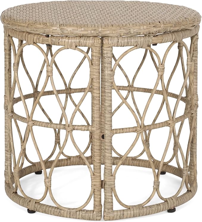 Bruce Outdoor Side Table - Wicker - Light Brown