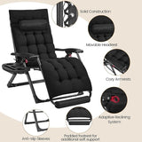 Yaheetech 29" Zero Gravity Chair Folding Reclining Lounge Recliner with Removable Pad & Headrest & Side Cup Holder Tray - Photo 8