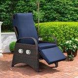 ATR ART TO REAL Outdoor Recliner Chairs, PE Wicker Reclining Lounge Chair with Removable Soft Cushion - Photo 1