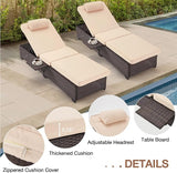 HOMREST PE Wicker Chaise Lounge Chairs Set of 6, Adjustable 5 Position Outside Rattanr Patio Pool Chair with Headrest - Photo 3