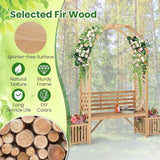 Giantex Outdoor Bench with Garden Arch & Planters, Wooden Pergola Archway, Outdoor Trellis for Climbing Plants - Photo 6