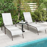 Giantex Set of 2 Patio Lounge Chair, Outdoor Chaise Lounge with 5 Adjustable Backrest, Sturdy Steel Frame - Photo 5