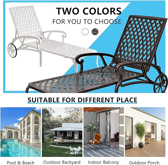 KEIKI Chaise Lounge Chair Outdoor Set of 2 - Photo 6