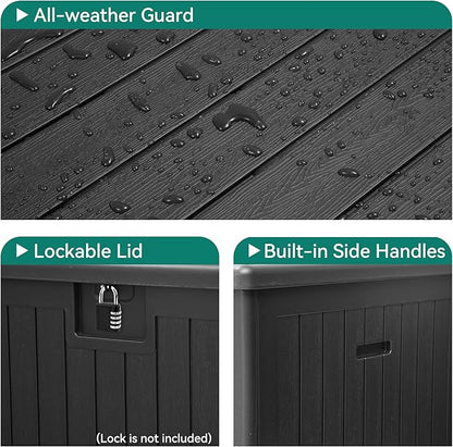 YITAHOME 230 Gallon Large Deck Box with Divider & Side Handles, Outdoor Double-Wall Storage for Patio Furniture Cushions, Garden Pool Accessories, Water Resistant & Lockable