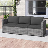 Tangkula 3 Seat Outdoor Wicker Sofa Set, Modular PE Rattan Patio Cushioned Sectional Couch Set - Photo 4
