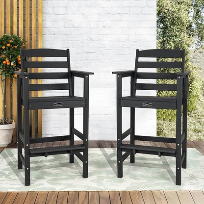 FUNBERRY Bar Height Outdoor Chairs, Tall Adirondack Chairs Set of 2, All Weather HDPE Outdoor Bar Chair for Bistro Patio Balcony
