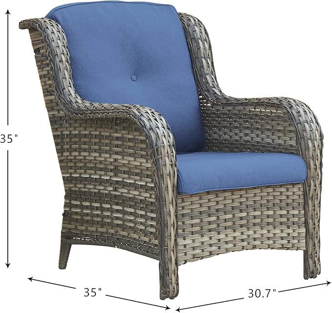 Rilyson Patio Chairs Outdoor Wicker Chair - Rattan Dining Chairs Porch Chairs Outside Club Chairs with High Back and - Photo 3