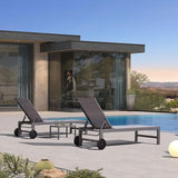 PURPLE LEAF Outdoor Lounge Chair Set for 2 Patio Chaise Lounger with Aluminum Frame and Wheels All-Weather Pool Lounge - Photo 2