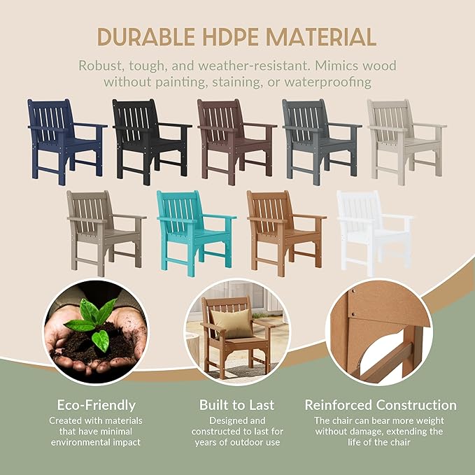 WestinTrends Malibu Outdoor Patio HDPE Adirondack Dining Arm Chair, Teak