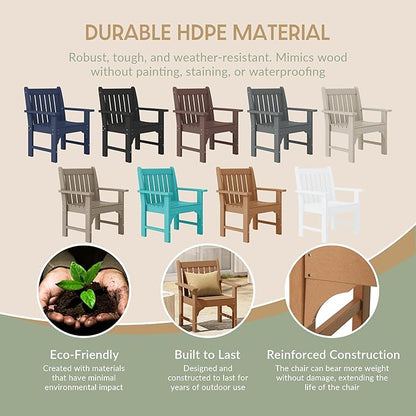 WestinTrends Malibu Outdoor Patio HDPE Adirondack Dining Arm Chair, Teak