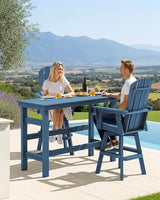 SERWALL 3-Piece Swivel Adirondack Bar Set, HDPE Swivel Bar Height Chairs Set of 2 with Bar Table - Photo 5