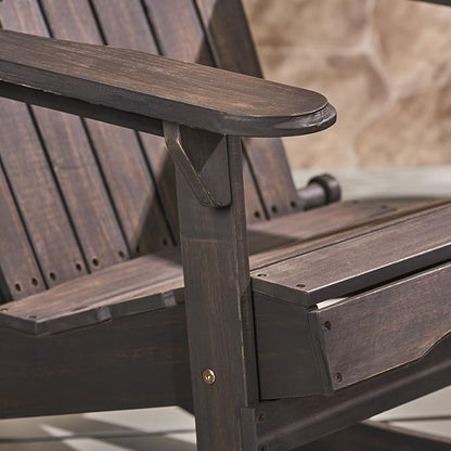 Christopher Knight Home Malibu Outdoor Acacia Wood Adirondack Rocking Chair, Dark Grey