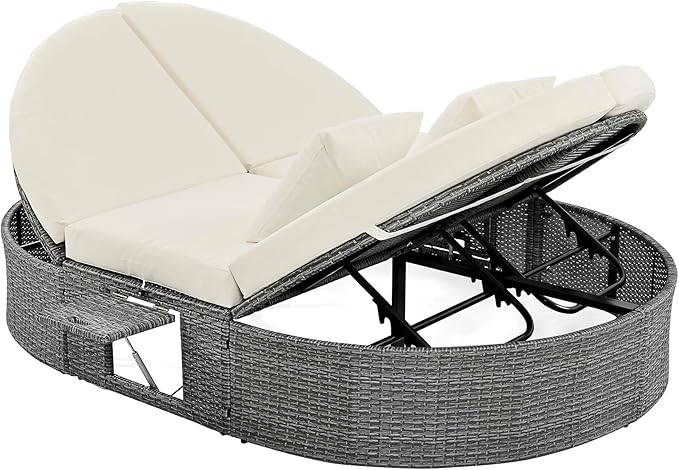 Outdoor Sun Bed Patio 2-Person Daybed with Cushions and Pillows - Photo 4