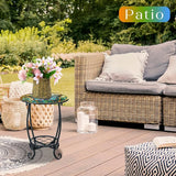 Outdoor Side Table Round Small Mosaic Patio Accent Indoor End Plant Coffee Tea Table for Yard Patio Porch Garden Living - Photo 2