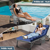 MOPHOTO Folding Chaise Lounge Chair 5-Position, Folding Cot, Heavy Duty Patio Chaise Lounges for Outside, Poolside - Photo 4