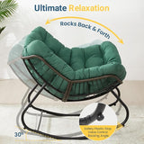 Wisteria Lane Patio Rocking Chair with Ottoman, Outdoor Indoor Rocking Egg Chair with Cushions - Photo 4