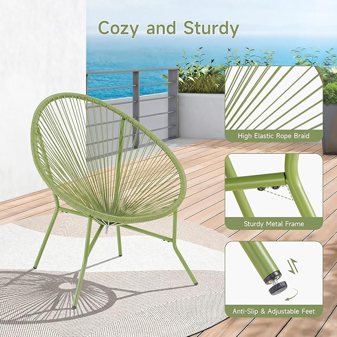 2 Piece Outdoor Acapulco Chair Set, Outdoor Patio Furniture Set, All-Weather Patio Bistro Set - Photo 5
