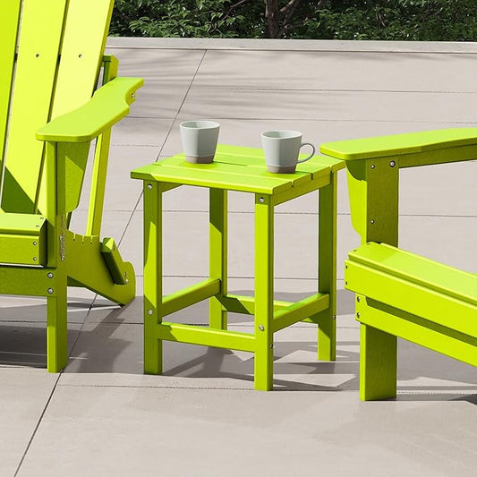 Costaelm Square Outdoor Side Tables, Adirondack Patio Tables for Outside, HDPE Patio End Table Weather Resistant, Balcony Table for Pool, Seaside, Backyard, Porch, Indoor Companion, Lime