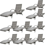 80'' Outdoor Wicker Chaise Lounge Chairs Set of 8, Patio Rattan Reclining Chair with Pull-Out Side Table - Photo 1