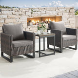 Rilyson Wicker Outdoor Patio Chairs Set - 3 Piece Rattan Patio Furniture Bistro Chairs Set with Waterproof Wicker - Photo 1