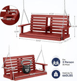 KINGYES Outdoor Hanging Patio Swing Set of 2, 2 Seat Swing Chair with Cup Holders - Photo 3