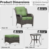 5 Piece Outdoor Wicker Patio Furniture Set, Patio Chairs Set with Thickened Olefin Cushions, High Back and Deep Seating - Photo 2